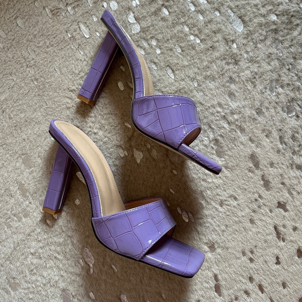 Purple Crocodile Heels